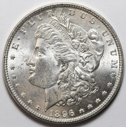 1896 $1 Morgan Silver Dollar Uncirculated - RAW - Lustrous / Blast White