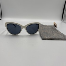 Vintage Fossil Sunglasses Isabella White Frame Blue Interior W/Fossil Bag