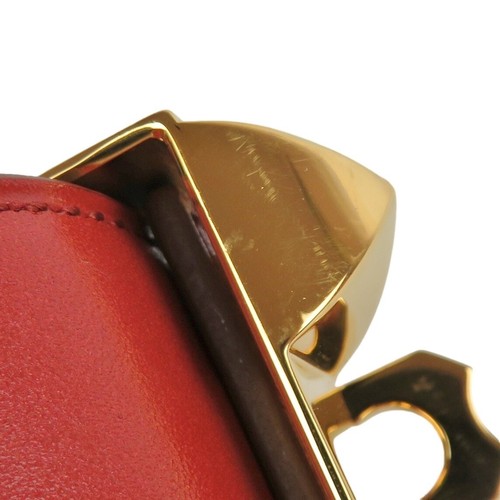 Authentic HERMES Collier de Chien Red Leather x Goldtone Wide Bracelet Bangle - Picture 13 of 16