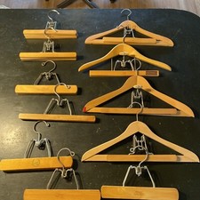 VTG Wooden Suit/Pant/Skirt Hanger Lot Of 11 Setwell Nevco Walker Monstrose USA