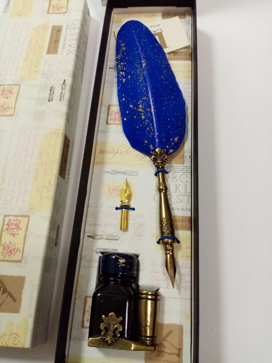 Penna A Inchiostro Piuma - Penna D'oca Per Calligrafia Antica Di Lusso Con Pennino A Immersione Supporto 5 Pennini