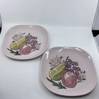Set Of 2 RED WING Dinner Plates "Fruit" Pattern #392 Pink Hand Painted