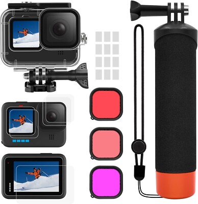 Zubehör Set Für GoPro Hero 12 11 10 9 Wasserdicht Gehäuse Handgriff Rotfilter