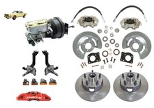 1964-66 Ford Mustang Front Power Disc Brake Kit New Big Bearing Spindles