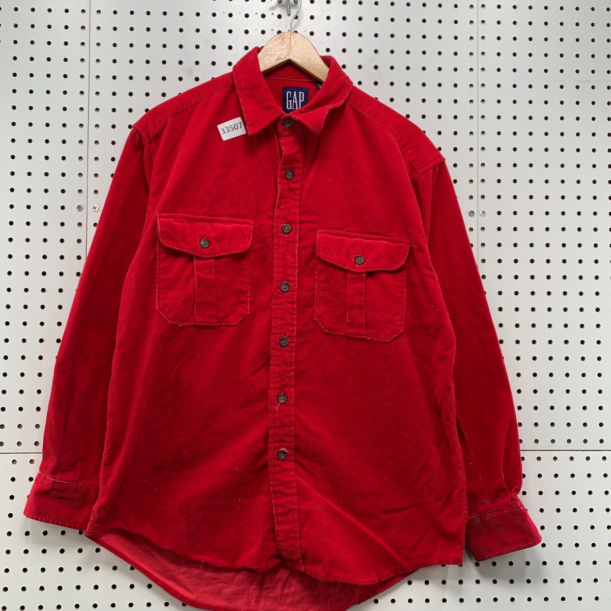 シャツ Vintage 90s GAP Corduroy Buttton Shirt Mens Medium Red Pocket 22.5
