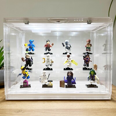 Display Case for LEGO Minifigure Acrylic Clear Box LED Lights