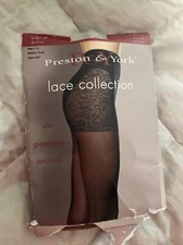 Preston & York Sheer Pantyhose Size 1 2 Medium Nude Style 1967 Lace Control Top