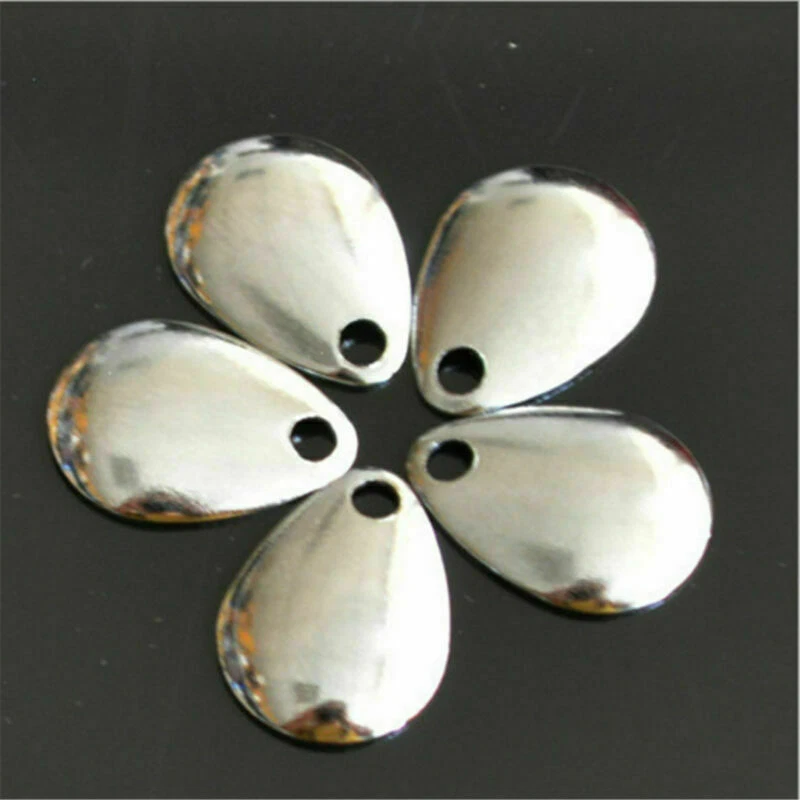 50X Beste Angeln Flattie Attractor Spinnerblätter Glatte Nickellöffel Scholle - Bild 4 von 4