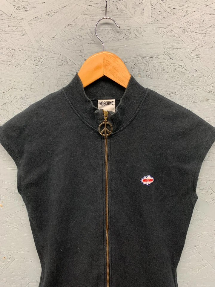 Moschino Dress Junior Girls Size 160 14-16 Black Logo Front Casual Sleeveless - Image 2 of 4