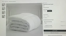 POTTERY BARN ESSENTIAL  DUVET INSERT, FULL/QUEEN ~ WHITE