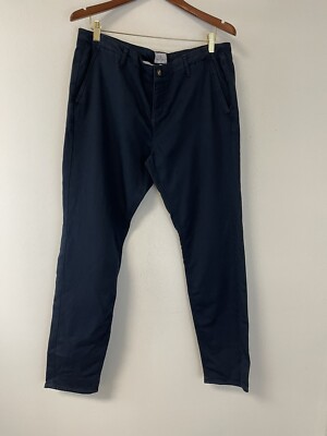 Serge Blanco Pants Mens 28x31 Chino Blue Khaki France Solid Straight New N246