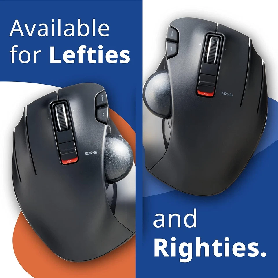 ELECOM EX-G Left-Handed Trackball Mouse, 2.4Ghz Wireless, Thumb Control, 6-Butto - Image 4 of 4