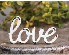 Hearthside Love - Distressed White Word Resin Figurine Table Sitter