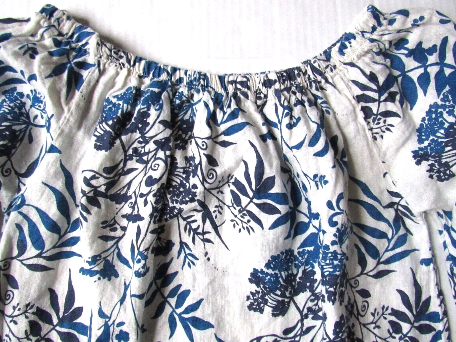 VALENTINO Abito donna Valentina Naldi Italy 100% lino avorio blu stampa floreale M Medium