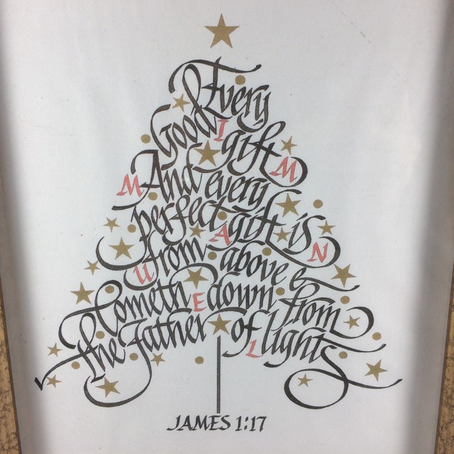 Christmas Tree Shape Bible Verse Framed Print Wall Hanging James 117 12x14 eBay
