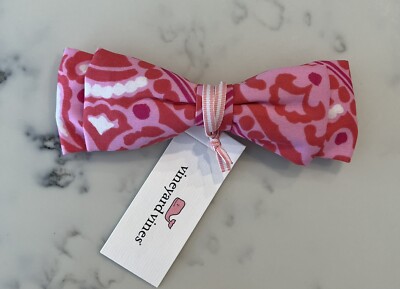 Vineyard Vines Hair Barrette with Woven Bow Formosa Pink NEW NWT