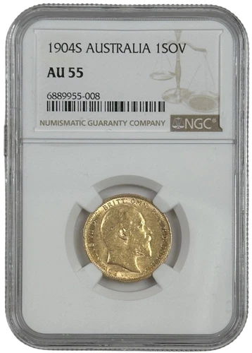 1904 S Sydney Australia 1 Sovereign Coin 0.2354 oz NGC AU 55 About Uncirculated
