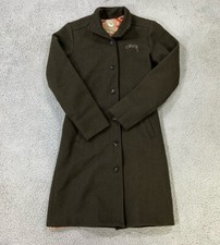 Vintage Stussy Overcoat Women’s Small Green Solid Wool Made In Usa 90’s Y2k
