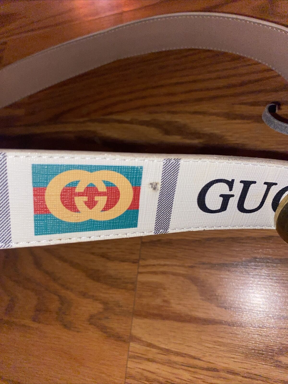 Vintage Gucci Leather Belt Gs Logo All Over Print… - image 5