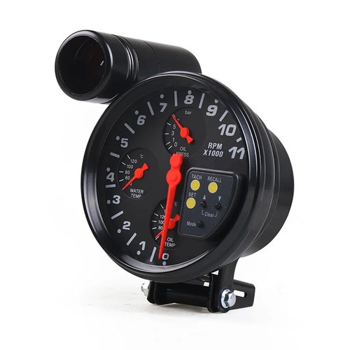 5" 4 In 1 11K RPM Tachometer Oil/Water Temp Gauge Oil Pressure Meter Black W6Q3 - Picture 9 of 11