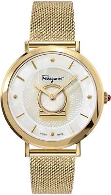 Salvatore Ferragamo Women\'s Gold White Watch! New! Salvatore Ferragamo SF8200519 Minuetto weiss perlmutt gold  main image 2