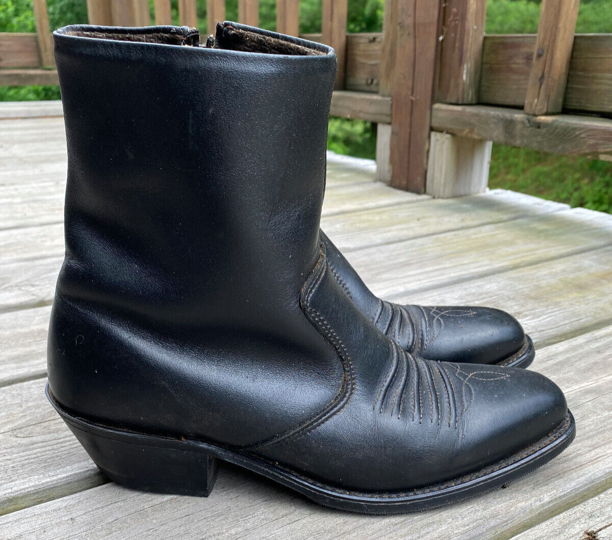 Double-H Leather Boots Mens 10 D Black Front Zip Moc Toe DM5331 Mad in USA Double-H Boots Black Boots for Men for Sale | Shop New  main image 4