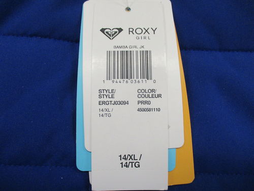 ROXY BAMBA YOUTH GIRL SNOW JACKET 14-XL BLUE 4500581110 - Picture 10 of 10