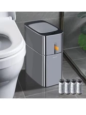 Bathroom Trash Cans with Lids | 4.5 Gallon Motion Sensor Stainless Steel Automat