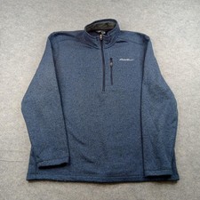 Eddie Bauer Pullover Mens XL Blue 1/4 Zip Long Sleeve Fleece Hiking Top