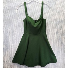 B. Darlin Forest Green Fit and Flare Skater Mini Dress Sweetheart Neck 3/4