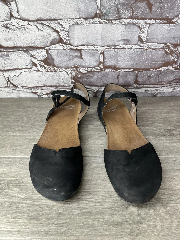 Dansko Rowan schwarze Damen-Ledersandale wachsartig MaryJane geschlossene Zehe Größe 38 EU/7,5 M US - Bild 2 von 4