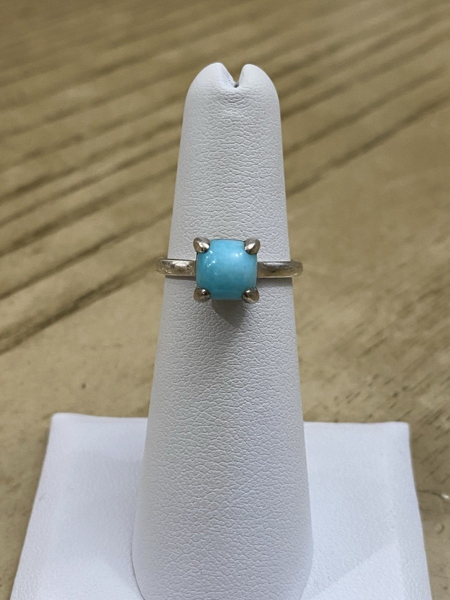 Tiffany Paloma Picasso Silver Turquoise Sugar Stack Cushion Band Ring 