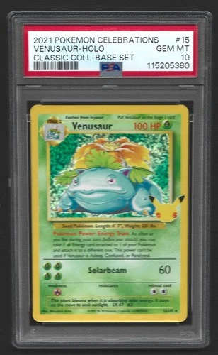 Pokemon PSA 10 GEM MINT Celebrations Venusaur 15/102 Classic Collection Holo