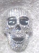 Sparkling Rhinestone Filled Black Eyed Skull Belt Buckle Med Size Great Shape
