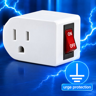 2 3 4 PCS Grounded Outlet Wall Tap Adapter On/Off Power Switch Single Outlet Whi