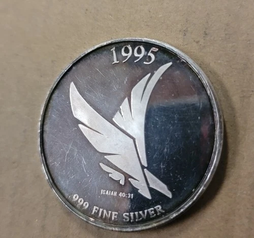 One Ounce Silver Round .999 Bullion Religion Angel Pure Silver 1995 Rare