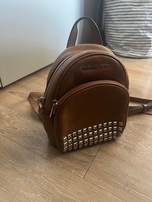 Michael Kors Abbey Brown Studded Leather Mini Backpack