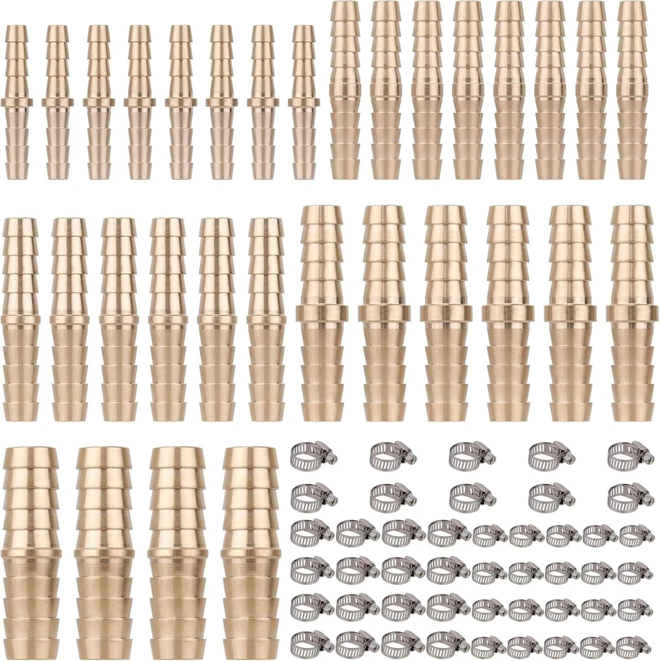 32 PIEZAS Accesorios de barra de manguera de latón Empalmador de púas Kit de accesorios de manguera 3/16" 1/4" Foto 2 de 4