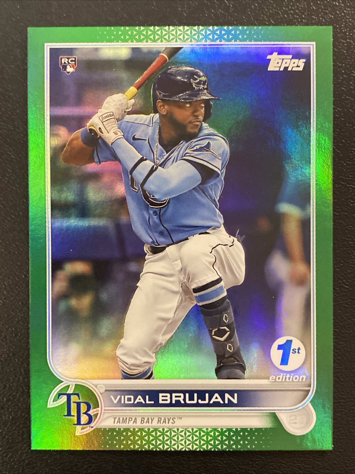 2022 Topps Series 1 1st Edition Vidal Brujan #25 GREEN Parallel /150 + Base Card