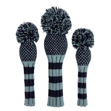 Navy  light blue chevron knit wool golf headcover set - Driver, Fairway, Hybrid