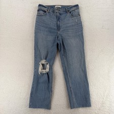 Abercrombie Fitch Jeans Womens 12 Blue 90s Straight High Rise Distressed