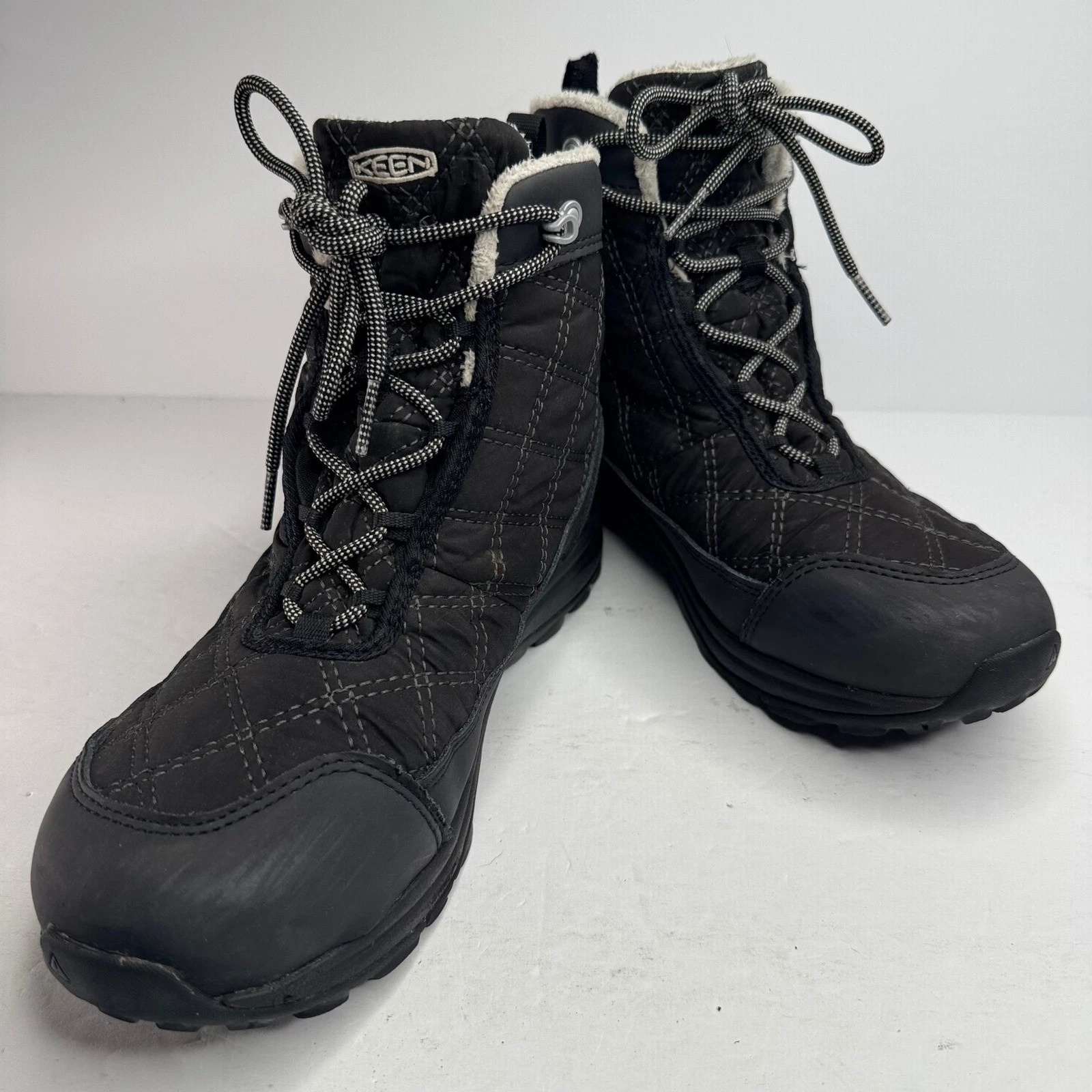 Keen Terradora II Ankle Pull-On Waterproof Winter Boots Black Faux Fur Size 8.5