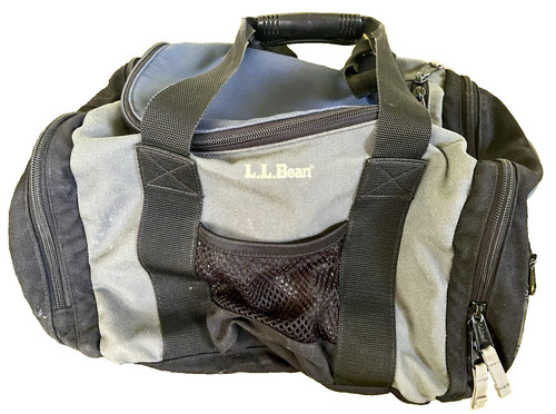 LL Bean Classic Cordura Small Duffle Bag Blue Gray Black 12”x11”x11” 4 Pockets