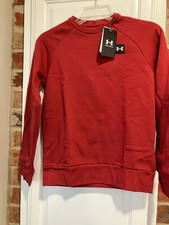 Under Armour Boys Size Medium Sweatshirt Pullover Red Cotton Blend NWT