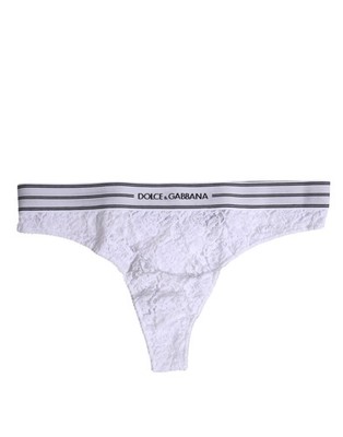 Dolce & Gabbana White Nylon Floral Lace Bottom Panty Women's Underwear