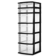 Homz Clear 6-Drawer Plastic Bedroom/Closet Organizer Black Frame Open Box