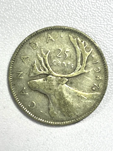 1947 Canada 25 Cents .800 Silver Quarter-Maple Leaf After 7-KM# 35