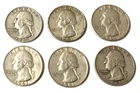 1961+62 Washington 90% Silver Quarters (6) As Found And Circulated Clean Lot!