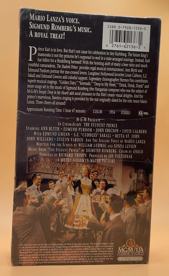 The Student Prince VHS 1954, 1992 **SEALED NEW** **Buy 2 Get 1 Free** Foto 2 de 3