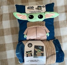 Star Wars Mandalorian Oversized Throw Blanket And Pillow Set Baby Yoda New Grogu